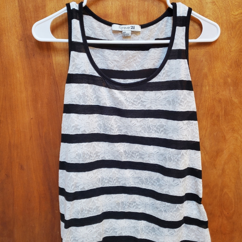 Stripe Lace Tank Top